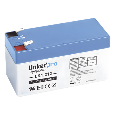 LK1.212 - Batería de Respaldo AGM-VRLA / 12 V / 1.2 Ah / Vida Útil 5 Años / Terminales F1+F2 / UL y CE
