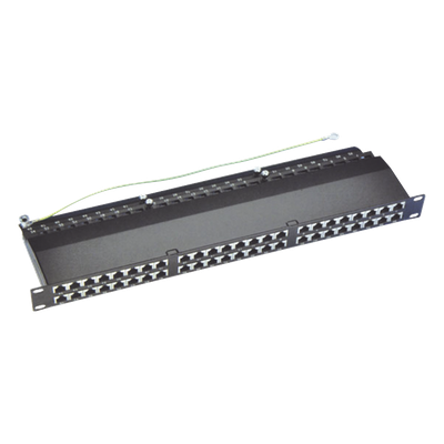 LPPPCS6A48P - Panel de Parcheo Precargado / 48 Puertos / Cat6A Blindado / 1U Rack / T568A-B