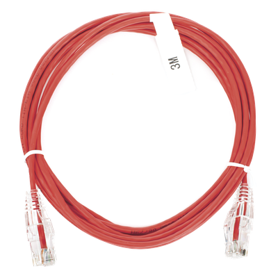 LP-UT6-300-RD-28 - Cable de Parcheo Slim UTP Cat6 / 3 m (9.84 ft) / 28 AWG / Rojo / 1 Gbps