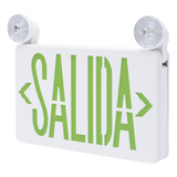SFKDC860 - Letrero de Emergencia LED / Dual Salida y Luz de Emergencia / Montaje Universal Pared-Lateral-Techo / Doble Voltaje 120-277 VAC / Batería 6V 4.5Ah / Consumo 3W