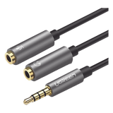 30619 - Ugreen 30619 cable de audio 0,2 m 3,5mm 2 x 3.5mm Negro, Gris