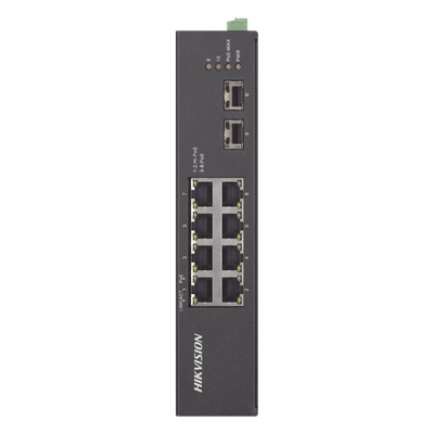 DS-3T0510HP-E/HS - Switch Industrial No Administrable / 8 Puertos Gigabit PoE+ / 2 Puertos SFP / 120 W / 48-57 VCD / 984 Pies de Alcance