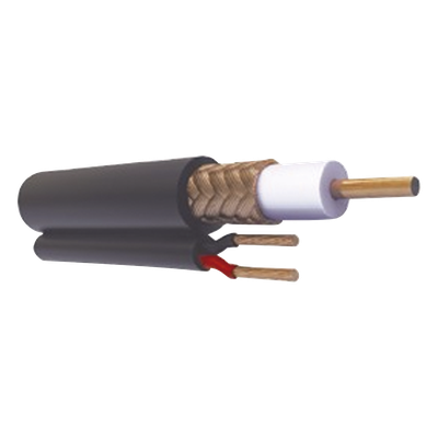 RG-59-V-CCA - Cable Coaxial Siamés / Cobre Sólido / Malla CCA 95% / 2 Hilos CCA Calibre 20 / HD+ / FR-UV