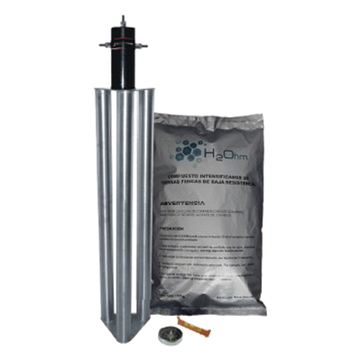 TG-100-ABAI - Kit de Puesta a Tierra Antivandálico / 100 A / Electrodo de Acero Inoxidable / Filtro LCR / Compuesto H2Ohm / 1/2" Borne