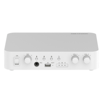 DS-QAE1A80G1-VBST - Amplificador de Audio IP / 80 W / 2 Zonas 40 W / 100V/70V / Bluetooth / USB / RCA / Micrófono / Spotify / Control Web
