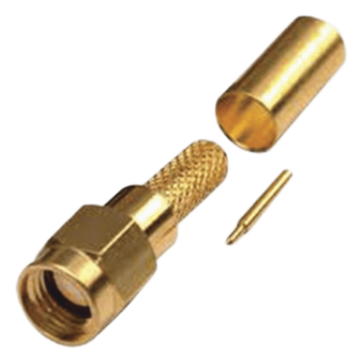 RSA-3000-1C1 - Conector RF SMA Macho / Anillo Plegable / Cables RG-142/U y LMR-195 / Cuerpo Bronce Oro / Aislante Teflón