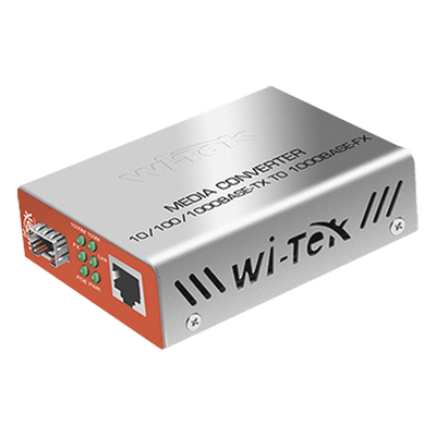 WI-MC-111GP - Convertidor de Medios PoE / RJ45 Gigabit 802.3af/at / SFP 1G / Alcance PoE 100 m (328.1 ft) / Fibra 25 km