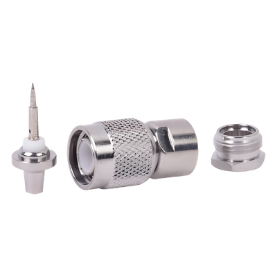 RFT-1204 - Conector RF TNC Macho / Rosca / Cable RG-58/U Grupo C / Cuerpo Bronce Niquelado / Contacto Plateado / Aislante Delrin