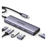 15596 - Ugreen 15596 base para portátil y replicador de puertos Alámbrico USB 3.2 Gen 1 (3.1 Gen 1) Type-A + Type-C Aluminio