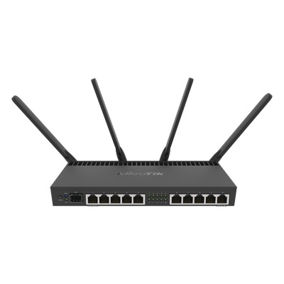RB4011IGS+5HACQ2HND-IN - Router con Wi-Fi 4x4 MU-MIMO, hasta 2 watts de potencia, antenas de 3 dBi, 10 puertos Gigabit, 1 Puerto SFP+