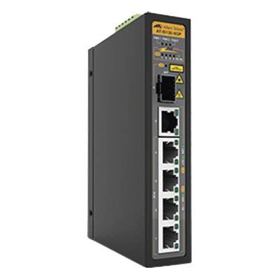 AT-IS130-6GP-80 - Switch Industrial PoE+ No-Administrable de 5 Puertos 10/100/1000 Mbps (4 Puertos son PoE+) + 1 puertos SFP, 90 W