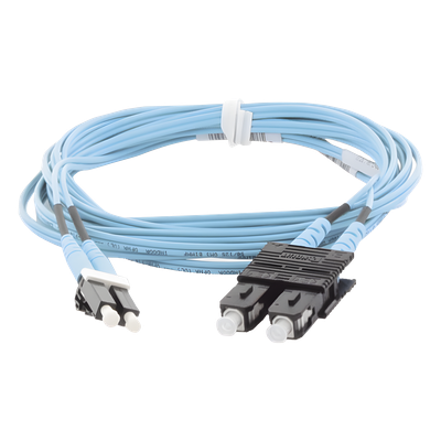FX2ERLNSNSNM003 - Jumper de Fibra Óptica Multimodo / OM3 50/125 µm / LC-SC Duplex / OFNR Riser / 3 m (9.84 ft) / Color Aqua