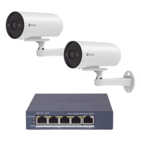 CS-H5/3MP/POE/KS2 - Kit de Videovigilancia PoE / 2 Cámaras IP 3 Megapixel / Switch 4 Puertos PoE+ Gigabit / Visión Nocturna a Color / IP67 / Audio Bidireccional / Luz y Sirena