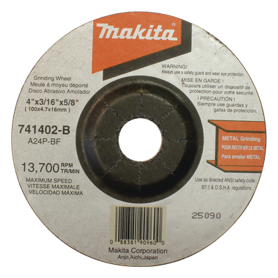 B-44264 - Disco abrasivo de desbaste / 4 1/2" eje 7/8" / Espesor 6 mm / Calidad estándar