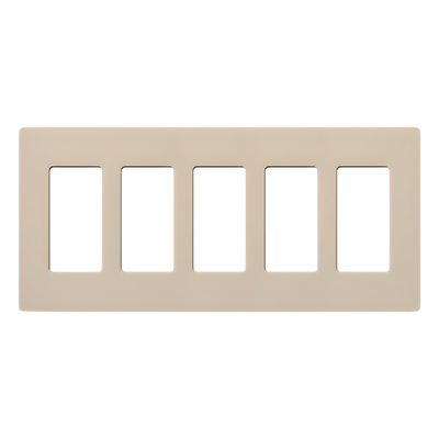 SC5TP - Placa de Pared / 5 Espacios / Diseño Screwless / Apertura Tipo Diseñador / Acabado Satinado Taupe