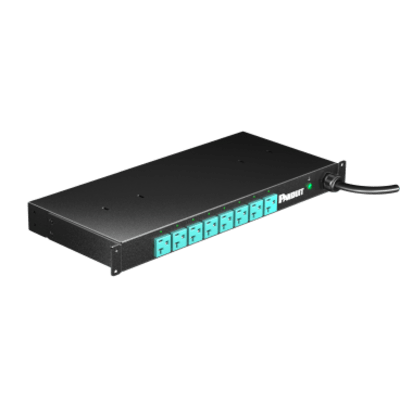 E08E16L - PDU EL2P Switchable y Monitoreable (MS), para Distribución de Energía, Enchufe de Entrada NEMA L5-20P, Con 8 Salidas 5-20R, Horizontal 19in, 120 Vca, 20 Amp, 1 UR