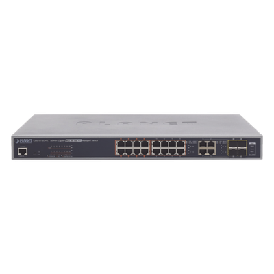 GS-4210-16UP4C - Switch administrable L2 / 16 puertos Gigabit Ultra PoE 60W / 4 puertos Combo TP/SFP / Presupuesto PoE 400W / Dual Stack IPv6/IPv4