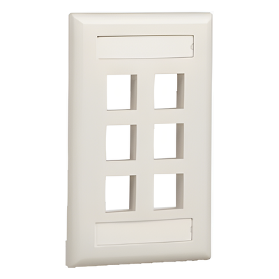 NK6FWHY - Placa de Pared Vertical / 6 Puertos Keystone / ABS / 69.8 x 114.3 mm / 2.75 x 4.5 pulg. / RoHS / Blanco