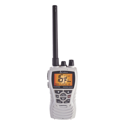 MRHH350WFLT - Radio portátil marino, flotante y sumergible con función de eliminación de agua de la bocina mediante vibración,  potencia de RF de 6 Watts.