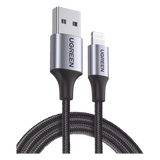60156 - Cable USB-A a Lightning / 1 m (3.28 ft) / Certificado MFi / Carga 5V/2.4A / 480 Mbps / Conector C94 / Nylon Trenzado / Aluminio