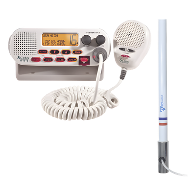MRF45D/KIT5101 - Kit de Radio VHF Marino / Antena Fibra de Vidrio 2.4 m (7.9 ft) / 25 W / DSC / Dual-Watch / PL259 / Base Acero Inoxidable