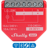 SHELLY1PMGEN4 - Relevador Inteligente / 16A / Medición de Consumo AC / Wi-Fi 2.4 GHz y Bluetooth / 110-240V / Sin Hub