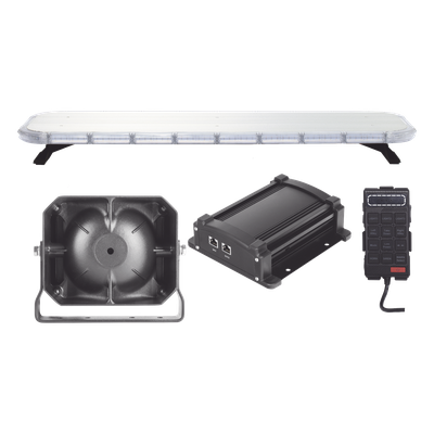 X75RBASKITF - Kit de Equipamiento para Seguridad Pública / Barra LED 132 Hyperlux / Sirena 100W Mono-mando / Bocina 8 Ohms / Control de Tráfico Ámbar / 45 Patrones de Destello