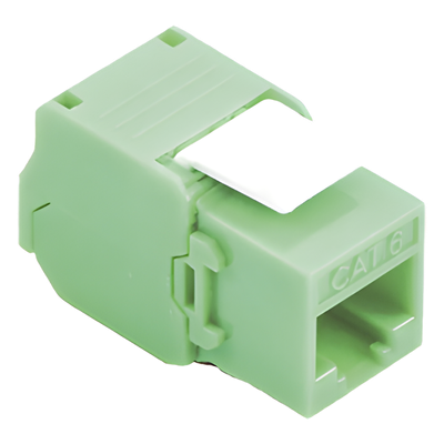 LPKJ6ATTGR - Módulo Jack Keystone / Cat6A / RJ45 Sin Blindaje / Terminación Ángulo 180° / Color Verde / 1 Puerto