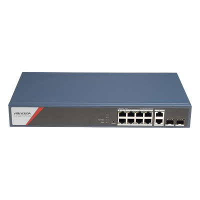 DS-3E1512HP-SI-8P2T2F - Switch PoE+ Administrable / 8 Puertos Gigabit PoE++ 90 W / 2 Puertos Uplink 1000 Mbps / 2 Puertos SFP / Alcance Extendido 300 m (984.3 ft) / 130 W