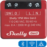 SHELLY1PMMINIGEN3 - Interruptor Inteligente Wi-Fi / Medición de Consumo / 1 Canal 8A / Alcance 10 m a 30 m (32.8 ft a 98.4 ft) / Ultra Compacto