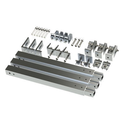 EPLAMO011X2 - Caja de accesorios de aluminio anodizado / Montaje techo / Arreglo 1x2 / Inclinación 20-45° / Resistencia viento 136 km/h