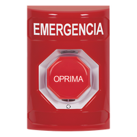 SS2009EM-ES - Botón de Emergencia / Acción Mantenida / Girar para Restablecer / LED Multicolor / Texto Español / ADA / Anti-Vandálico