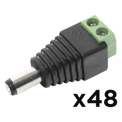 PAQ48JR52 - Kit de Conectores Macho / Alimentación 12 Vcc / Jack 3.5 mm Polarizado / 48 Piezas / 0.18 ft Largo