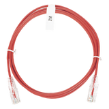 LP-UT6-200-RD-28 - Cable de Parcheo Slim UTP Cat6 / 2 m (6.56 ft) / 28 AWG / RJ45 Chapado en Oro / Rojo
