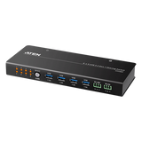 US3384I - Conmutador de Uso Compartido USB 3.2 Gen 1 Industrial | 8 Puertos para Computadoras | 4 Puertos para Dispositivos | 5 Gbps | Selección por Botón, RS-232/485 o Remoto | Power on Detection | Carcasa de Metal | Montaje en Pared