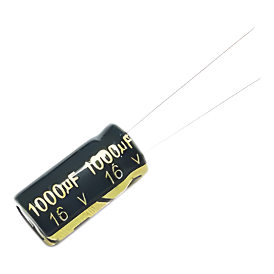 1000M0016V - Capacitor Electrolítico de Aluminio, Radial de 1000 µFd, 16 Vcc, 105 °C, 10 x 15 mm.