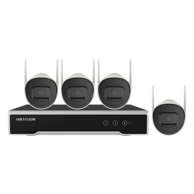NK42W0H-1T(E) - Kit de Videovigilancia IP Inalámbrico / NVR 4 Canales / 4 Cámaras Bala 2 Megapixel / Wi-Fi 2.4 GHz / IR 30 m (98.4 ft) / IP66 / HDD 1 TB