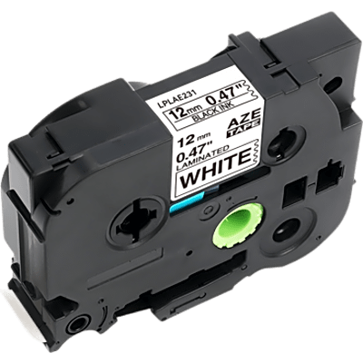 LPLAE231 - Cartucho de Etiquetas Laminadas / 12 mm (1/2") / Negro sobre Blanco / 8 m (26.2 ft) / Cableado Estructurado