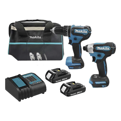 DLX-2416-YX2 - Kit de Rotomartillo Atornillador DHP485Z + Atornillador de Impacto DTD157Z, incluye 2 Baterías BL1815N, 1 Cargador DC18SD y Maleta de lona.
