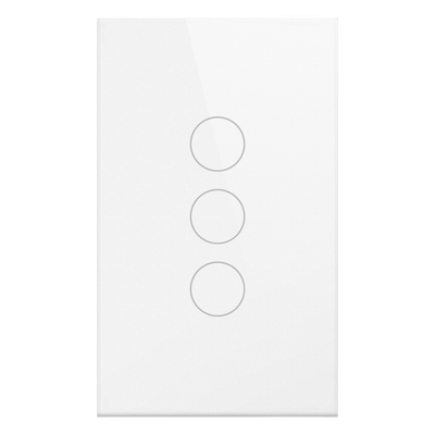 SHS413WWH - Interruptor Inteligente Wi-Fi / 3 Circuitos / 100V-250V / 2.4 GHz / Control por Voz / Panel de Vidrio Templado