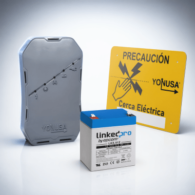 SYSNGHS-KIT - Energizador Perimetral / 12,000 V / 0.5 Joules / 500 m (1640 ft) Lineales / Batería de Respaldo 4 Días / Control RF 433 MHz
