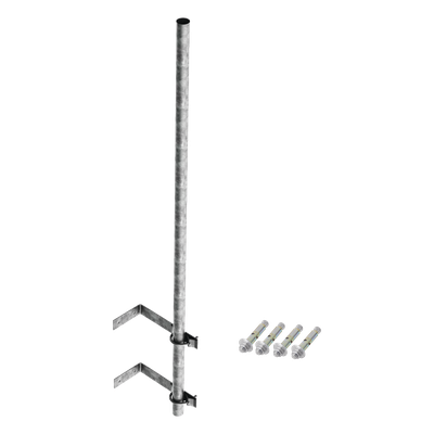 SMR-P1 - Mástil de Montaje en Pared / Acero Galvanizado / 3 m (9.8 ft) de Altura / Diámetro 1-1/4' Ced. 30 / Herrajes Tipo L y Abrazaderas Tipo U