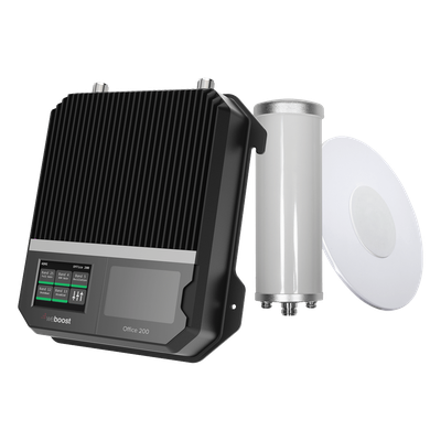 531-047 - Amplificador de Señal Celular Empresarial / 2G 3G 4G VoLTE / Cobertura 1,600 m² (17,222 ft²) / 4 Antenas / Doble Enlace Ascendente / Diseño EE.UU.