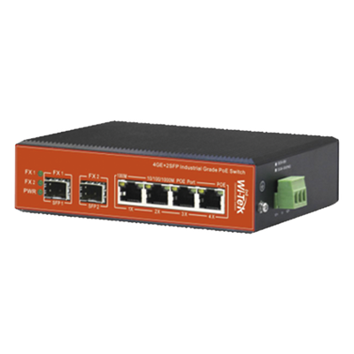 WI-PS306GF-IV2 - Switch Industrial PoE++ / 8 Puertos Gigabit PoE + 2 SFP Combo / PoE 802.3bt 60W / PoE Pasivo 24V / Rango -40°C a 80°C / Alcance 250 m (820 ft)
