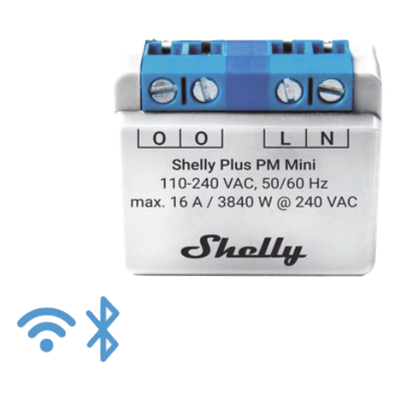 SHELLYPLUSPMMINI - Medidor de Potencia Inteligente Wi-Fi / 1 Canal / 16 A / 2.4 GHz / Diseño Ultracompacto / Medición sin Hub