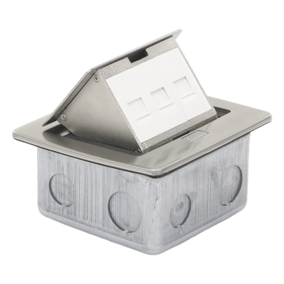 TH-MC-PD - Mini Caja de Piso Rectangular / 12.4 x 12 x 7.2 cm / Acero Inoxidable 304 / 3 Puertos Keystone / 0.828 kg