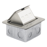TH-MC-PD - Mini Caja de Piso Rectangular / 12.4 x 12 x 7.2 cm / Acero Inoxidable 304 / 3 Puertos Keystone / 0.828 kg