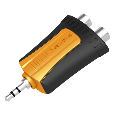 MMJ3-2RF - Adaptador de Audio / 3.5 mm Estéreo a 2 RCA Hembra / Carcasa de Plástico / Precableado