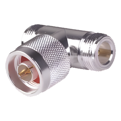 RFN-1010-1 - Adaptador RF en T / Conector N Macho a Doble N Hembra / Cuerpo Bronce Plateado / Contacto Oro / Aislante Teflón