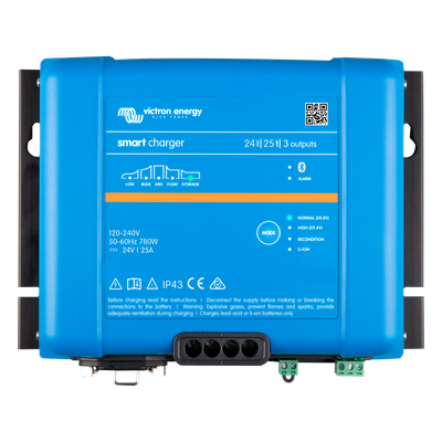 PSIP4324/25 - Cargador de Baterías / 24V 25A / 3 Salidas Independientes / IP43 / Carga 6 Etapas / Plomo y Litio